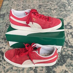 Puma Classic Red and White Suede Shoes